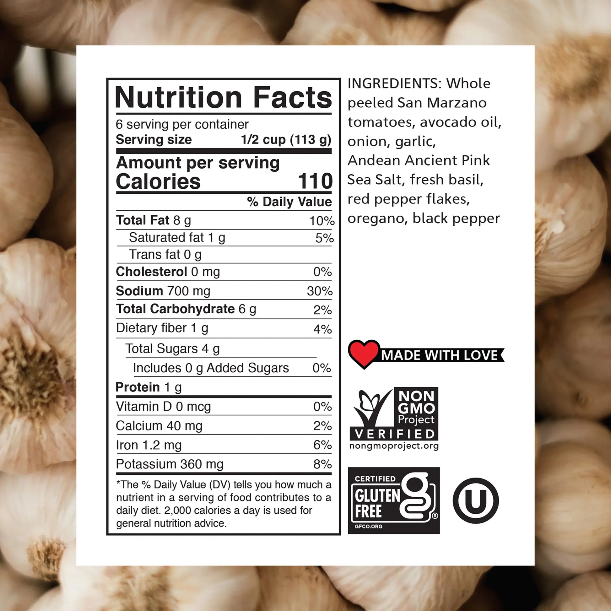 Mamadoro - Sauces - Garlic Pomodoro - Nutrition Facts