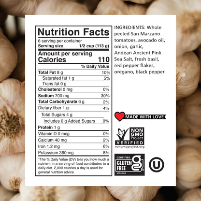 Mamadoro - Sauces - Garlic Pomodoro - Nutrition Facts