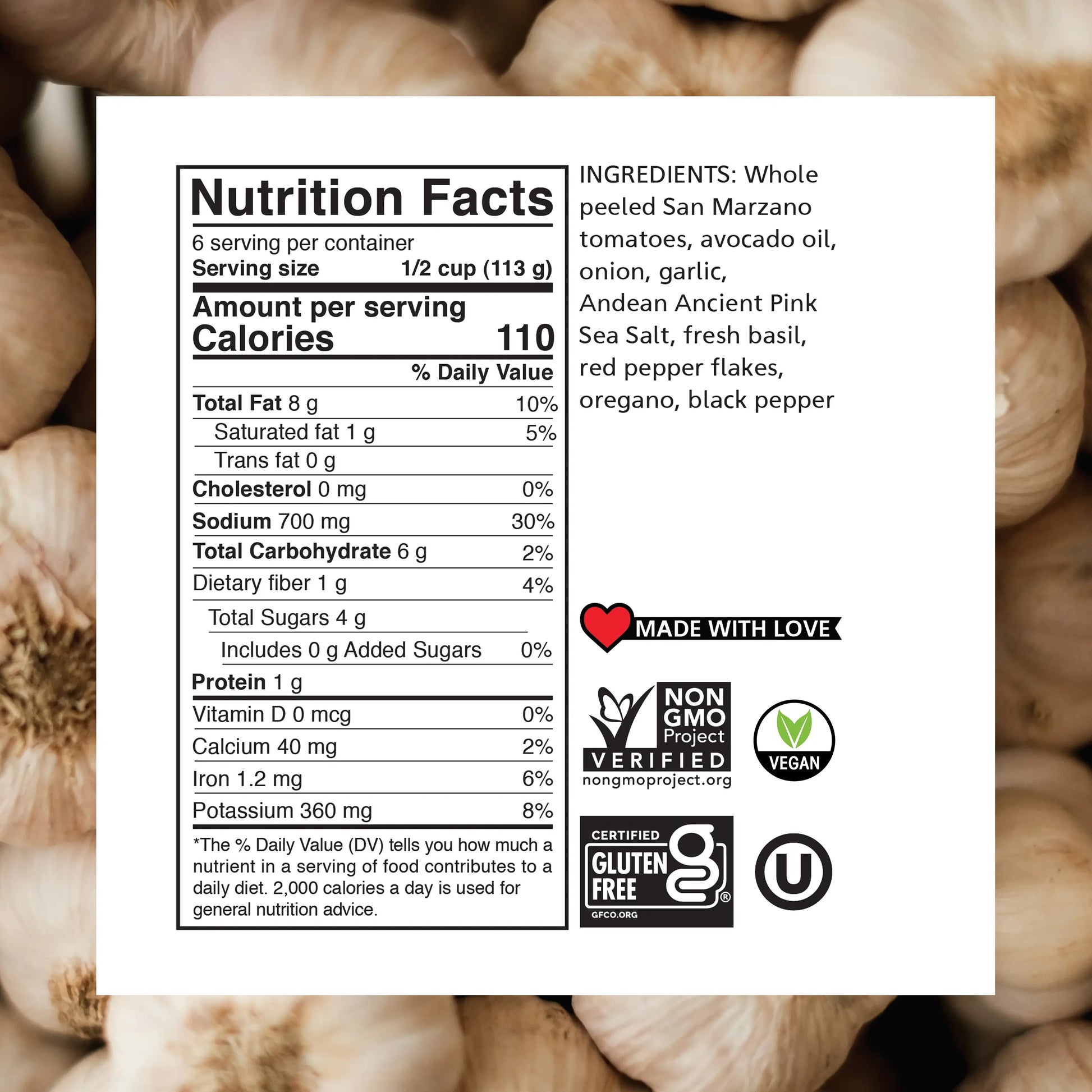 Mamadoro - Sauces - Nutrition Facts - Garlic