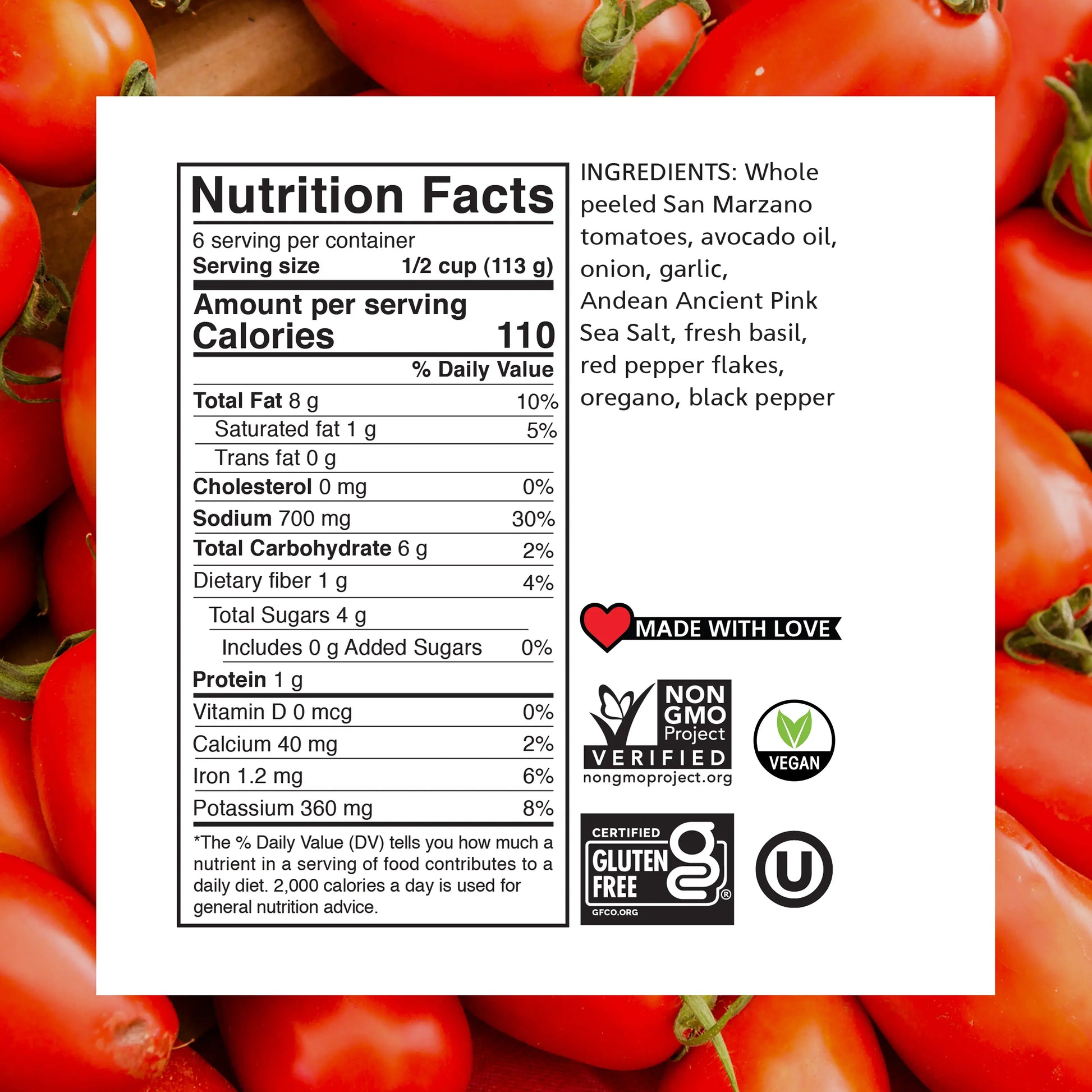 Mamadoro - Sauces - Nutrition Facts - Pomodoro