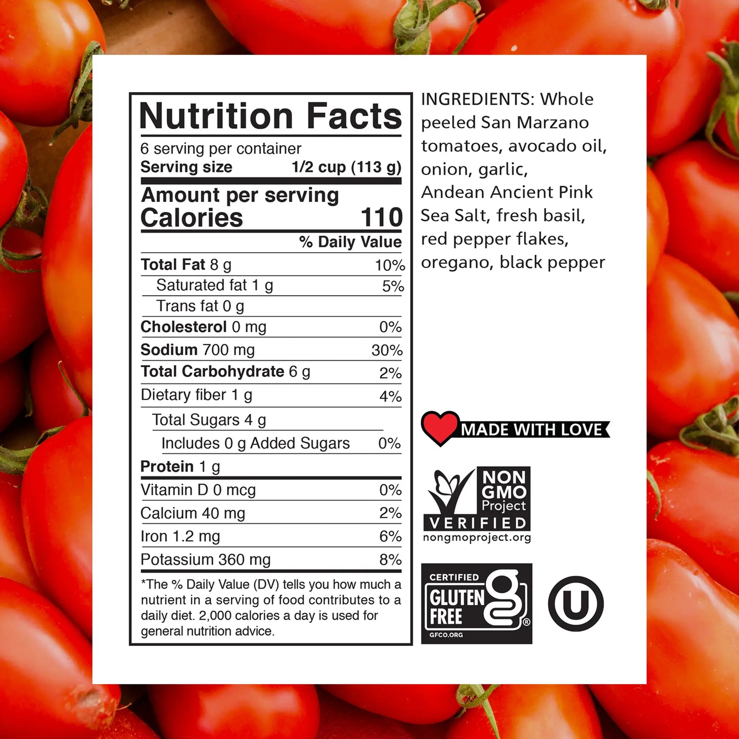 Mamadoro - Sauces - Pomodoro - Nutrition Facts